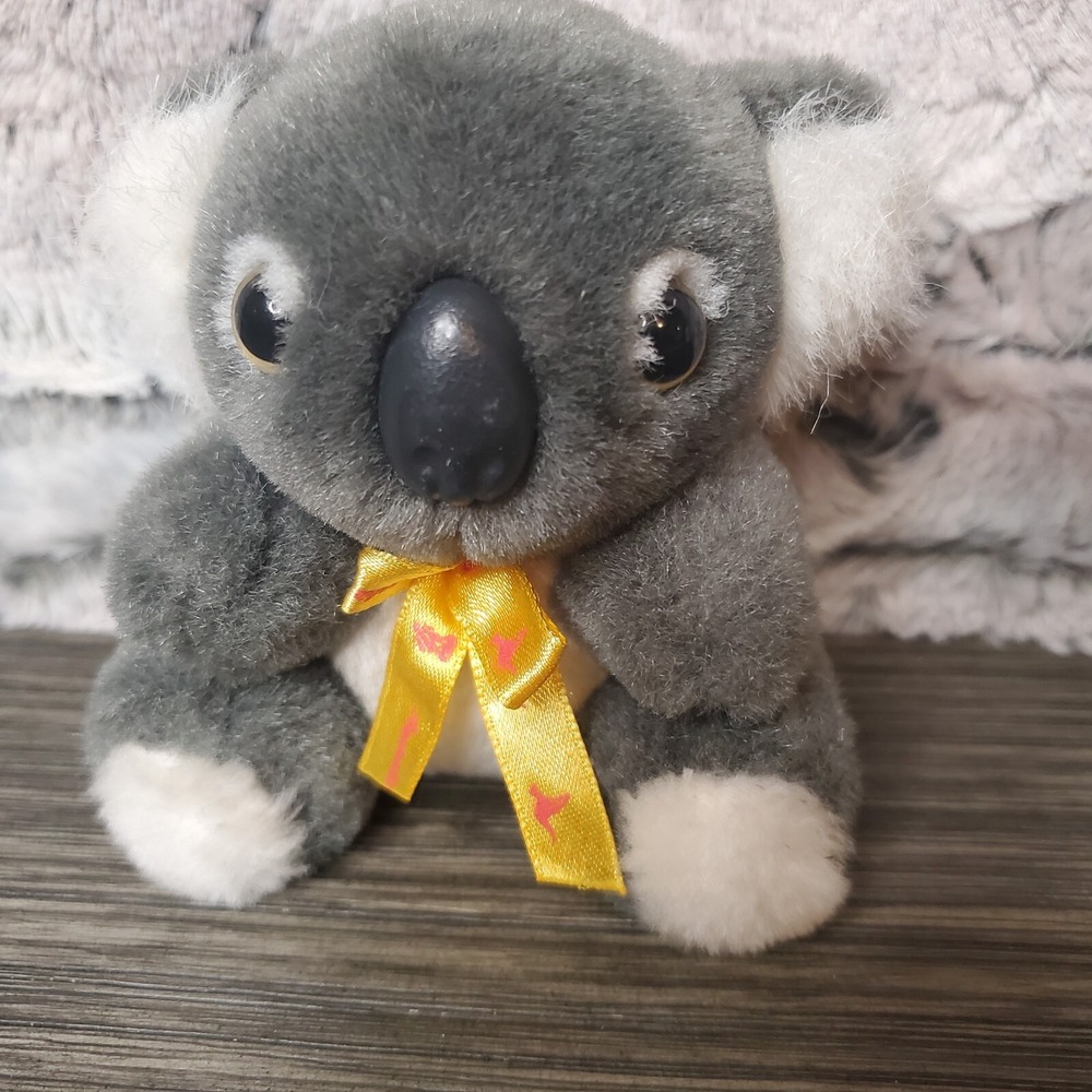 Mini Koala Bear Plush Stuffed Animal Australia Souvenir Yellow Ribbon Tiny 4"
